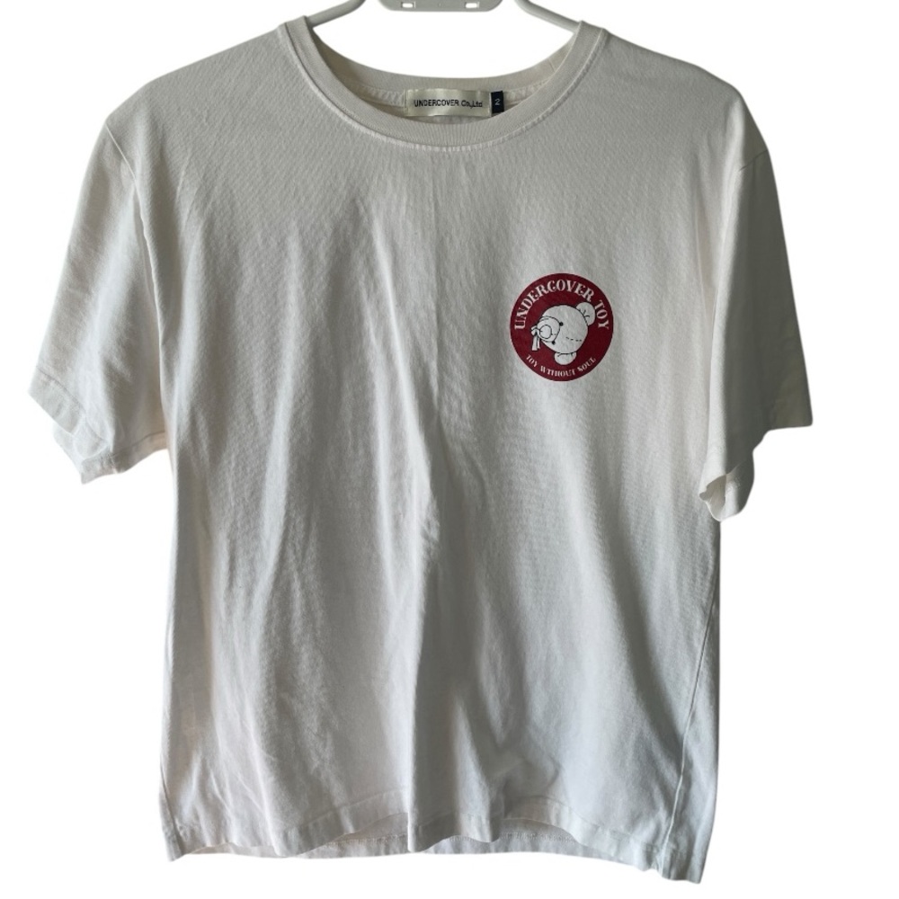Men’s RARE Undercover Toy white T size L with brand logos